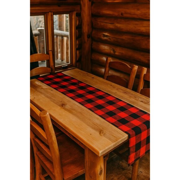 Red & Black Buffalo Plaid Cotton Table Runner 12 x 70 Inches Rustic Lodge Holida - Picture 3 of 11